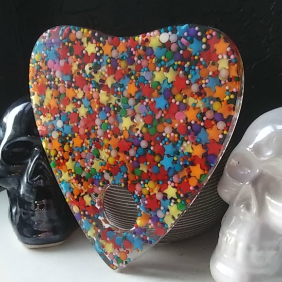 Handmade Rainbow Sprinkles Resin Ouija Planchette - Picture 2 of 11